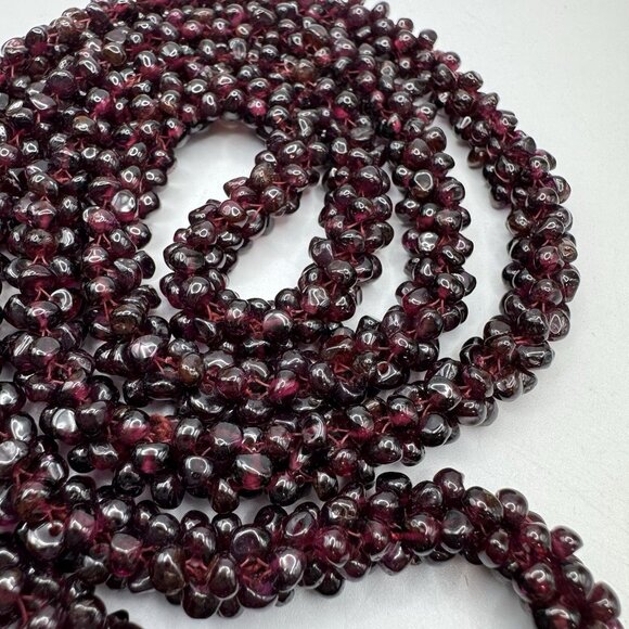 Stunning Natural Red Garnet Nugget Beaded Long Necklace 34" - Picture 10 of 11